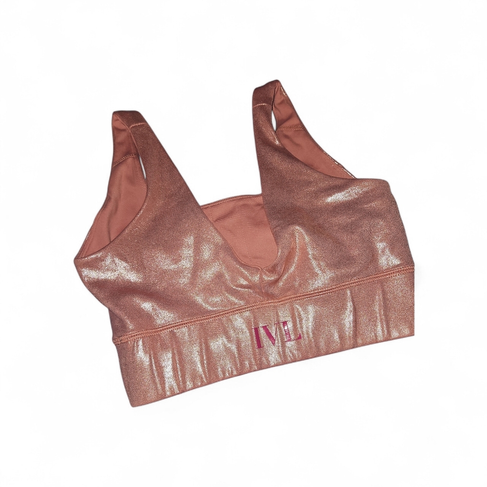 Women's Shimmering Rose Gold Sports Bra